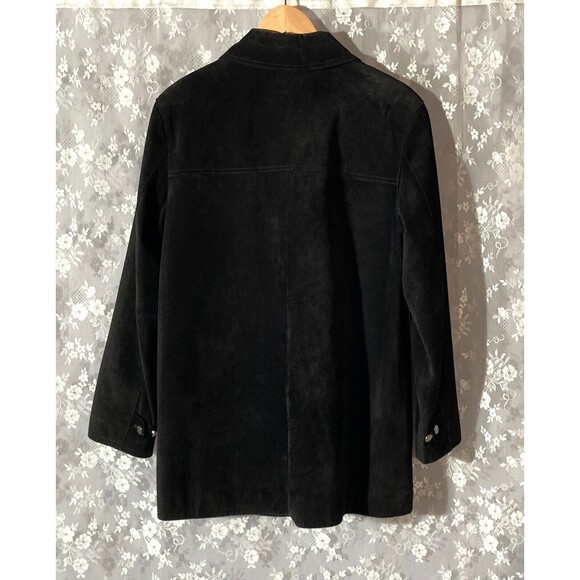 Vintage 90s Black Suede Jacket 1990s Marshall Fields Ladies Size Large M/L - Picture 2 of 6